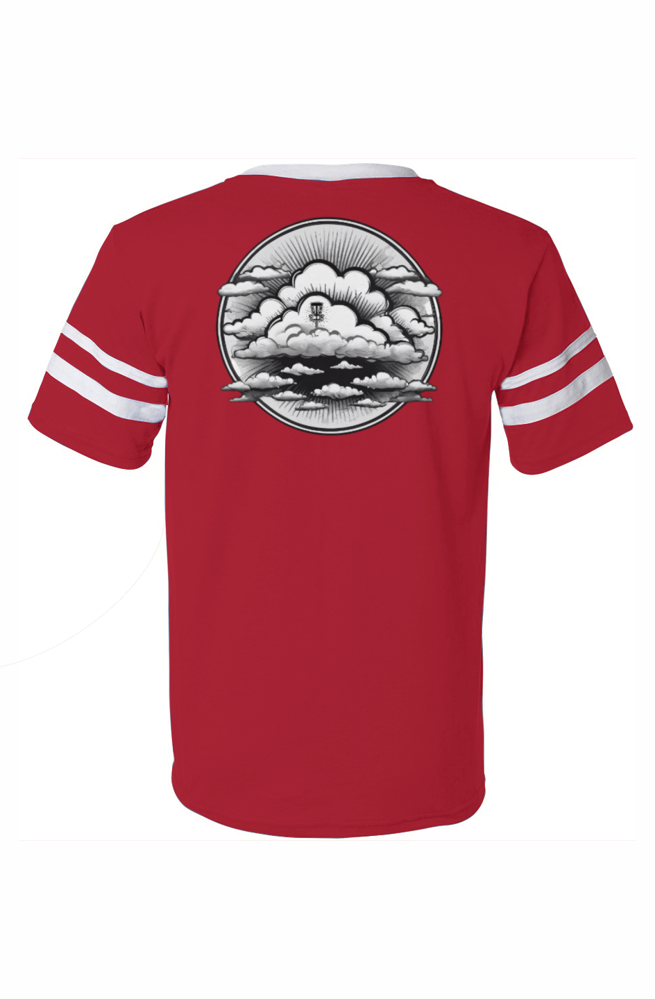 Owl stare front / Cloud basket back V-Neck Striped Sleeves Jersey